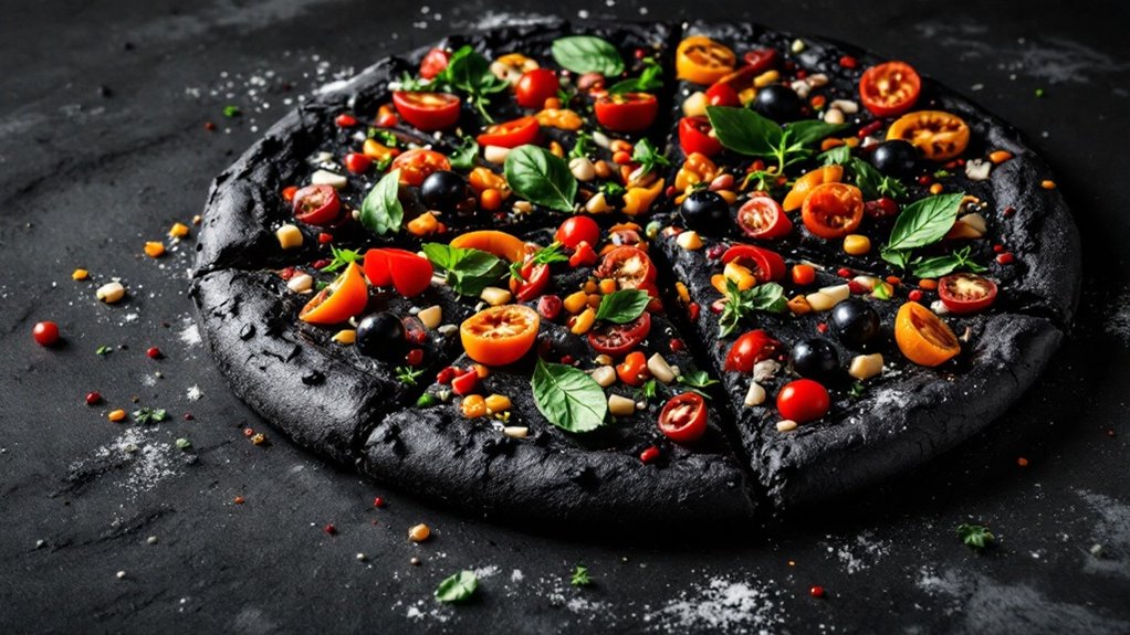 pizza carbonizada preta noturna