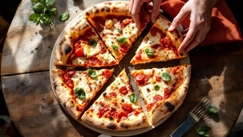 comer pizza com as mãos